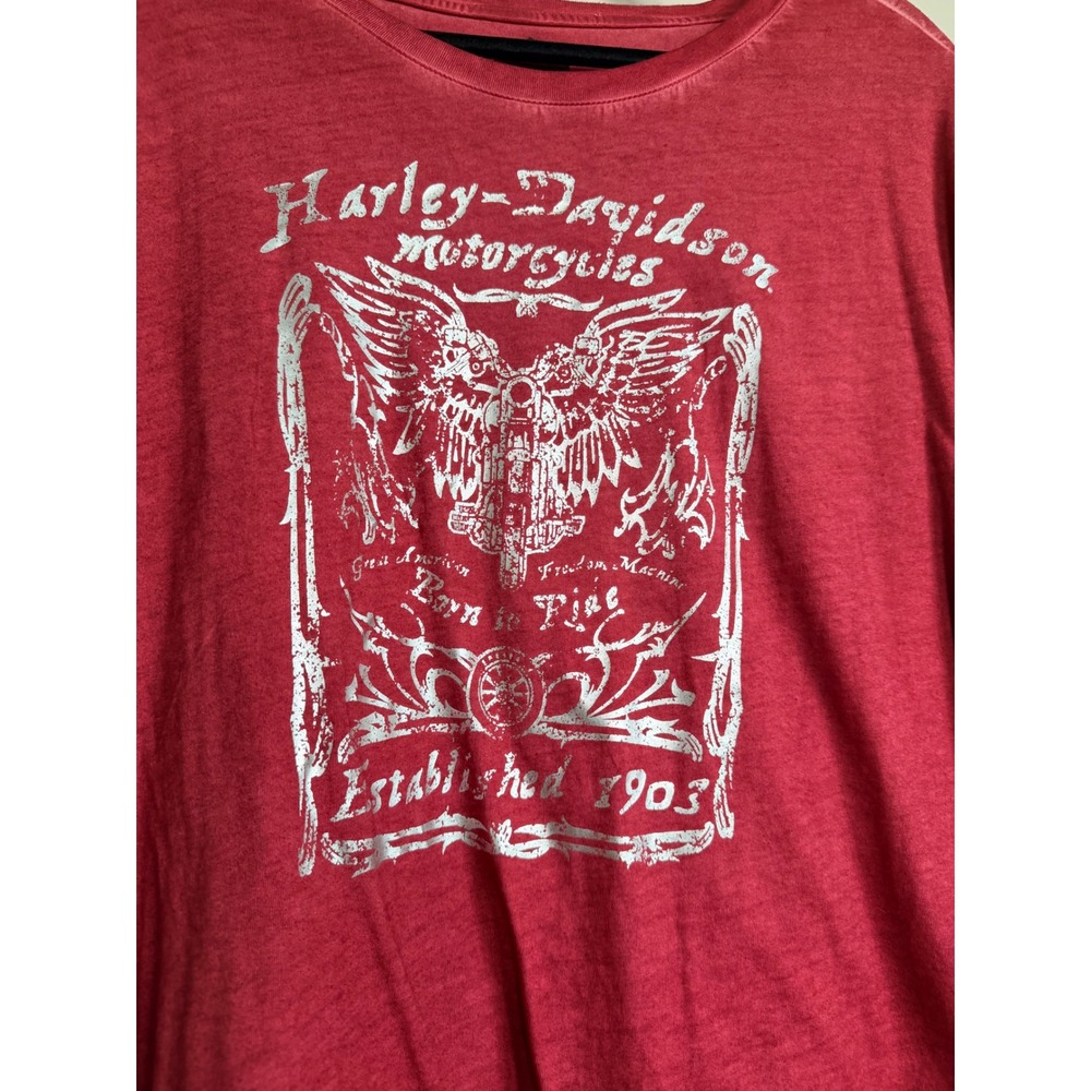 Harley-Davidson Womens Red Graphic T-Shirt Foil Eagle Biker Tee 2XL - Picture 3 of 5